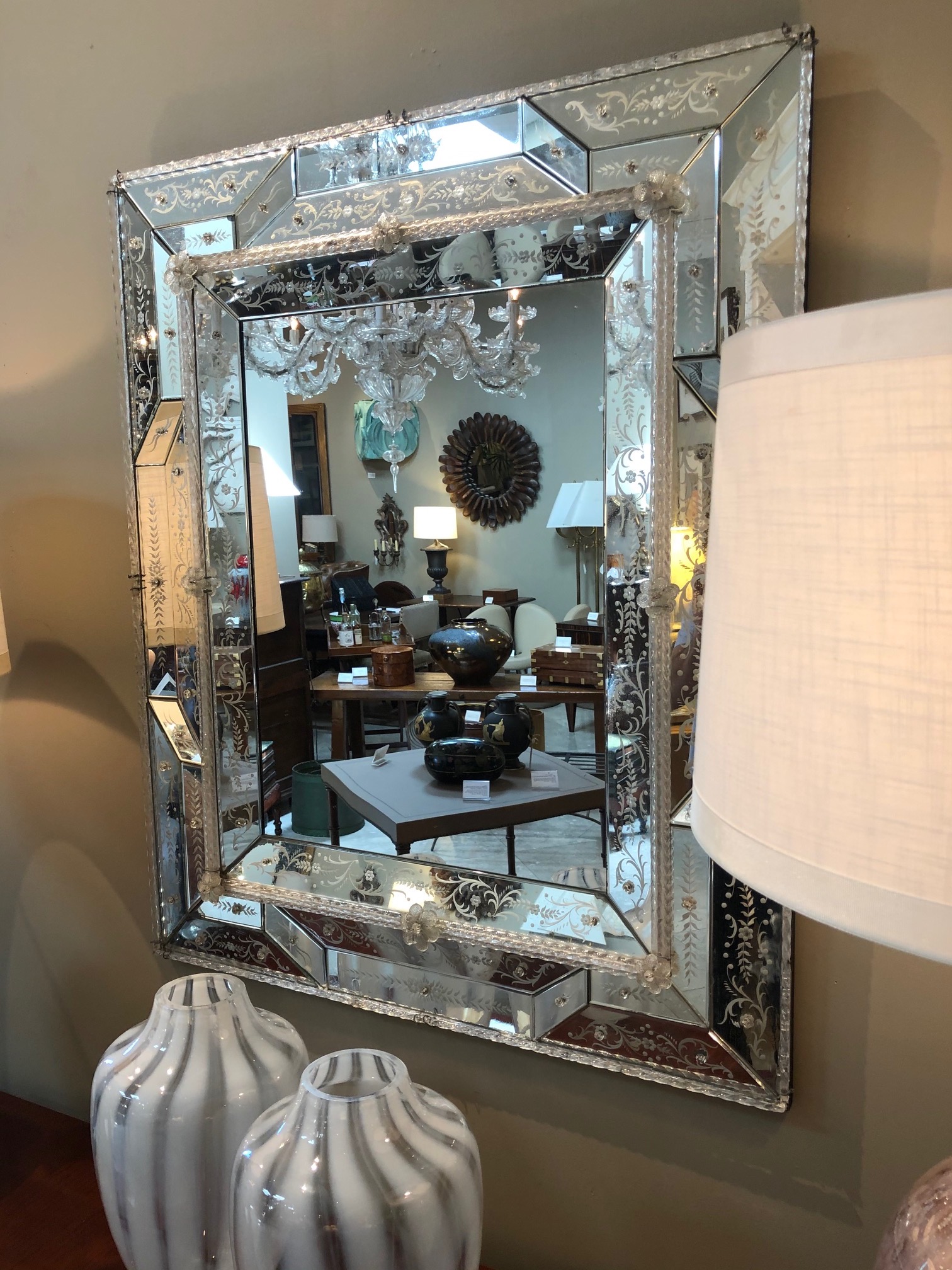 Large Antique Venetian Mirror: Captivating Reflection Of Timeless Elegance