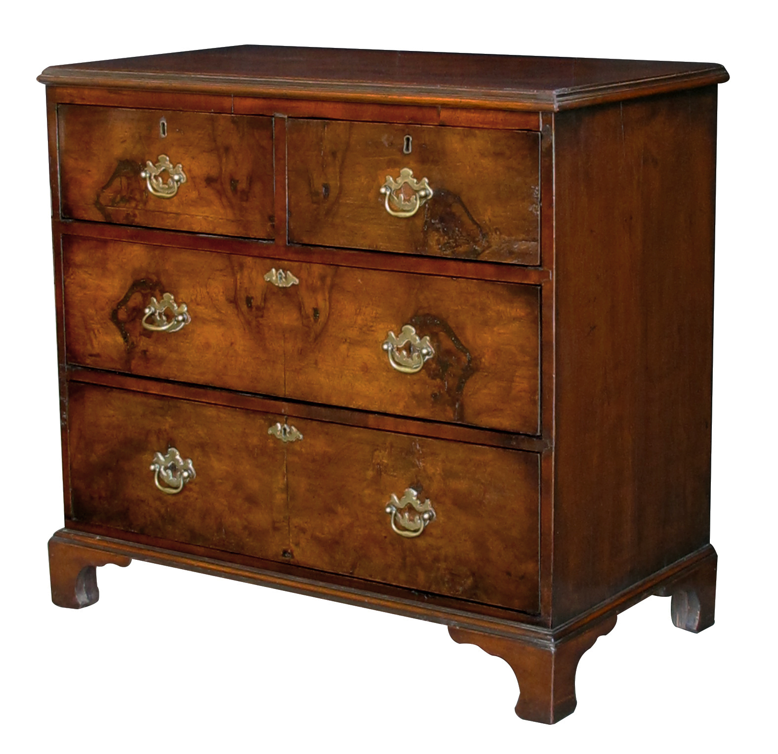 A Richly Colored Antique George Ii Style Burl Walnut Bachelors