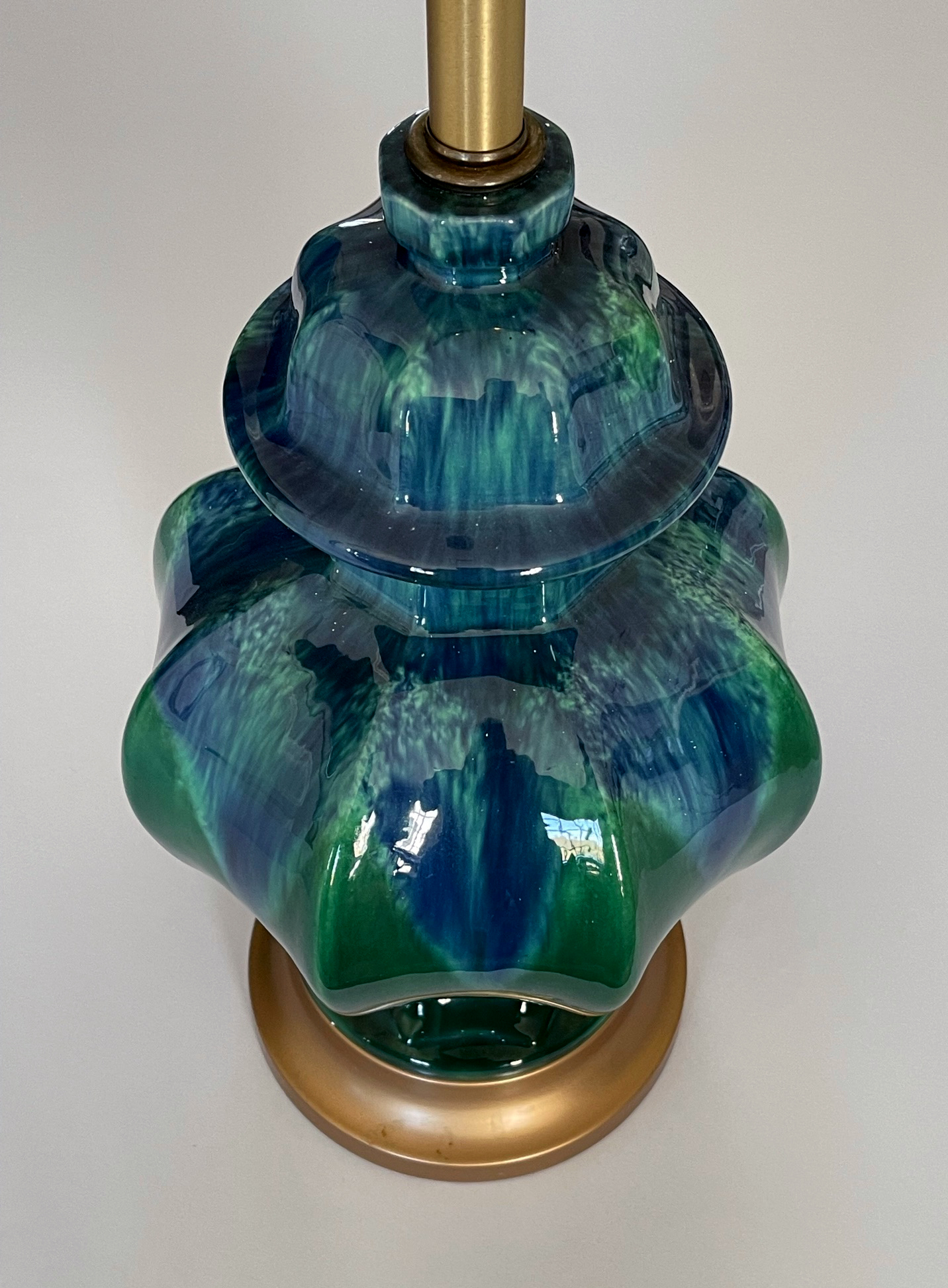 L.G.B ルグランブルー ヘビ柄グリーンタンクトップ Richly-glazed Pair of 1960's Blue and Green Drip-Glaze Octagonal