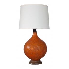 a large and iconic american 1960's burnt-orange crater-glazed lamp