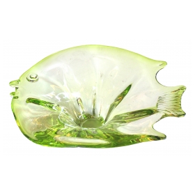 a playful murano mid-century acid-green art glass bowl of a fish: epoca in San Francisco 