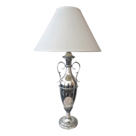 a sleek american art deco nickel-plated double-handled urn-form lamp