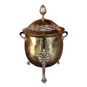 a handsome and boldly-scaled english neoclassical style brass ovoid-shaped two-handled covered coal bucket