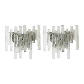 Pair of Austrian 1960's Clear Glass "Ice Block" Wall Sconces; by J.T. Kalmar