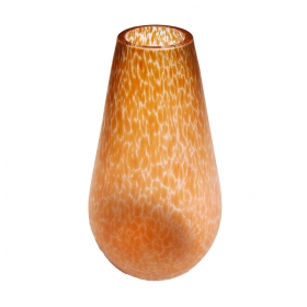 a luminous austrian apricot-colored oil spot vase of teardrop form