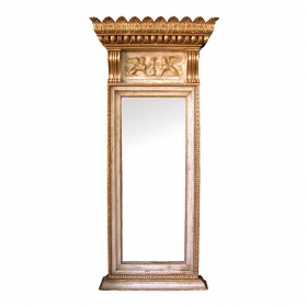 regal and boldly-scaled swedish neoclassical ivory painted and parcel-gilt pier mirror
