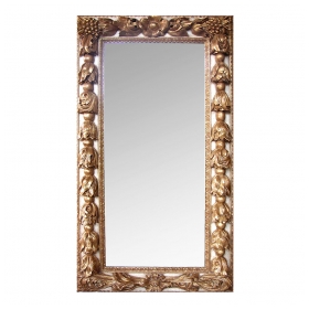  large-scaled and deeply-carved continental baroque style ivory painted and parcel-gilt rectangular mirror