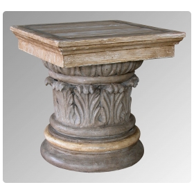 american neoclassical style gray painted and faux bois corinthian column capital plinth or side table