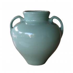 a large-scaled american pottery aqua-glazed double-handled urn