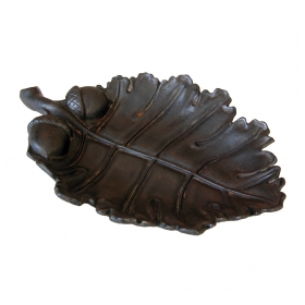 a boldly-scaled american arts & crafts cast iron oak leaf bowl