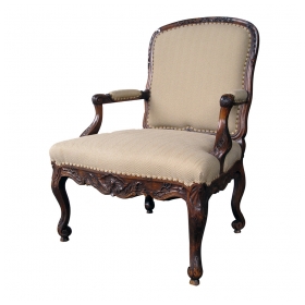a curvaceous danish rococo style carved walnut open armchair