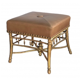 a good quality napoleon III carved giltwood square-form stool