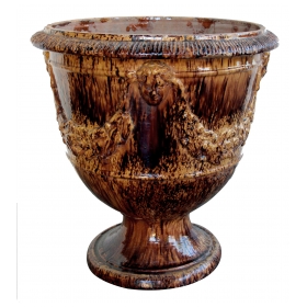 a handsome french brown-glazed anduze pot