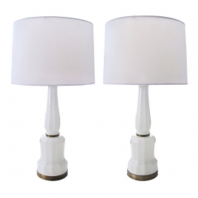 a fine and striking pair of danish 1950's white opaline baluster-form lamps by bing & groendahl heiberg