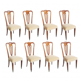 a stylish set of 8 italian 1940's pear wood shield-back dining Chairss by emo fabry