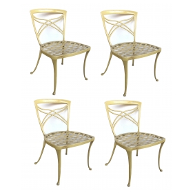 a stylish set of 4 american 1960s yellow-painted aluminum garden chairs by brown jordan