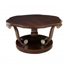 a handsome american art deco style mahogany cocktail Tables with scrolled legs