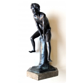 a playful italian grand tour bronze figure of a young male athlete; signed 'Gerente'