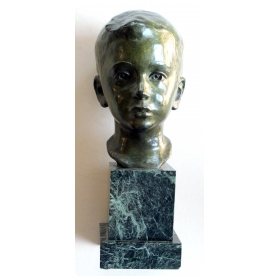 a beautifully rendered american 1940's bronze bust of a young boy on marble plinth; signed 'JG Kendall 1945' (Gorham Co. Foundry)