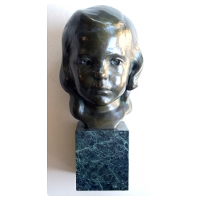 a beautifully rendered american 1940's bronze bust of a young girl on marble plinth; signed 'J.G. Kendall 1940, Gorham Co. Founders'