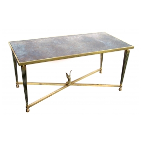 a stylish and good quality french mid-century neoclassical style brass coffee table