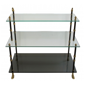 a good quality french 1940's 3-tier etagere with glass shelves by maison jansen, paris