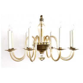 a shapely murano 1950's pale gold glass 8-light chandelier