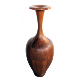 a large-scaled and well-executed french mid-century laminated and turned wooden urn