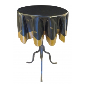 a whimsical french 1960's fiberglass 'drapery' table with iron tripod base