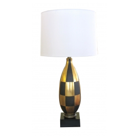 a stylish italian 1960's gold and black porcelain lamp with harlequin design