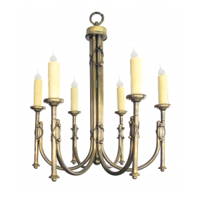 a handsome and large-scaled english neogothic brass 6-light chandelier