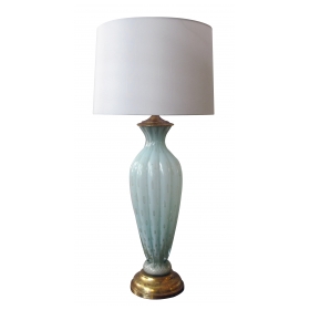 a striking and tall murano mid-century sea-foam green art glass lamp; by barovier toso