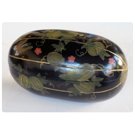 a delightful japanese black lacquered gourd-form box