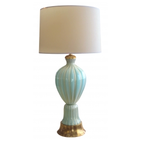  large and good quality murano 1950's barovier & toso seafoam green lamp 