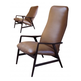 stylish danish modern Alf Svensson for Fritz Hansen 1960's stained teak 2-position reclining lounge chair