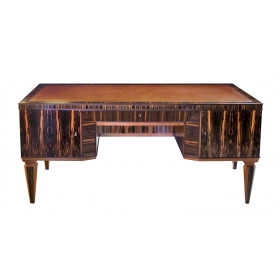  handsome and boldly-scaled french art deco macassar-veneered pedestal desk