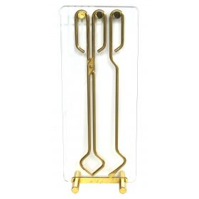 a stylish french 1960's gilt-metal and glass fire tool set in the manner of jacques adnet