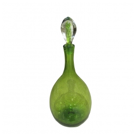 epoca American 1960's hand-blown apple-green glass decanter by Blenko Glassworks 