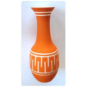  tall and striking american 1960's orange glazed vase with white ground