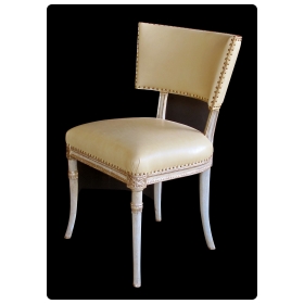 a graceful american 1940's celadon painted grosfeld house side/dressing/desk chair