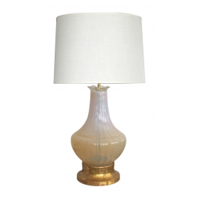  large-scaled murano mid-century buttter-cream opaque glass bulbous-form lamp