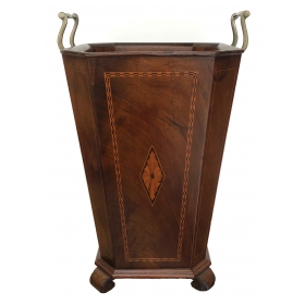 handsome and warmly-patinated english edwardian inlaid mahogany umbrella/waste receptacle