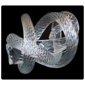 a well-crafted and heavy glass rope knot by Fusion Z Glassworks; with acid etched signature