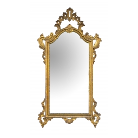 a shapely italian rococo style carved giltwood mirror with openwork rocaille crest