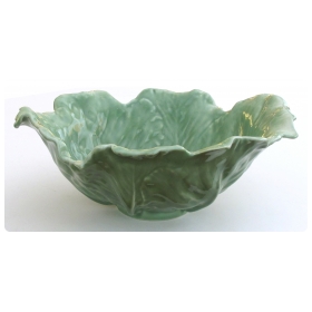  large-scaled american rookwood 1940's art pottery celadon glazed cabbage-leaf bowl