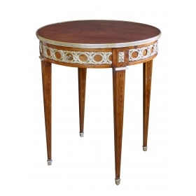elegant french louis xvi style mahogany circular side table with brass mounts