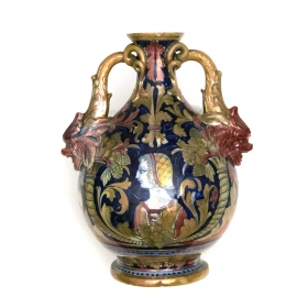 a rare Alfredo Santarelli luster-glazed double-handled vase