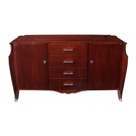 Superb Quality French Art Deco Tiger-Mahogany Sideboard, in the style of Jules-Emile Leleu (French, 1883-1961)