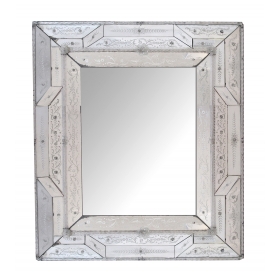 Stunning Antique Italian Reverse-etched Rectangular Venetian Mirror