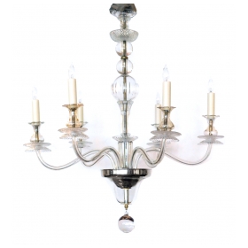 Stylish Hollywood Regency Clear Glass 6-light Chandelier